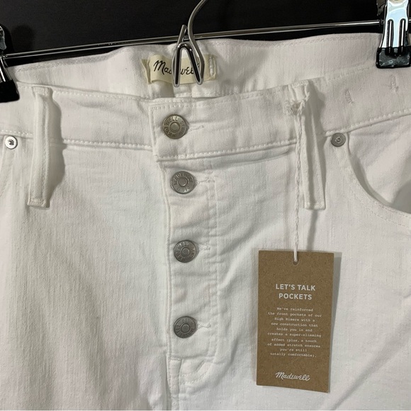 Madewell High Rise Skinny Jeans White Button Fly Tall - Picture 3 of 14